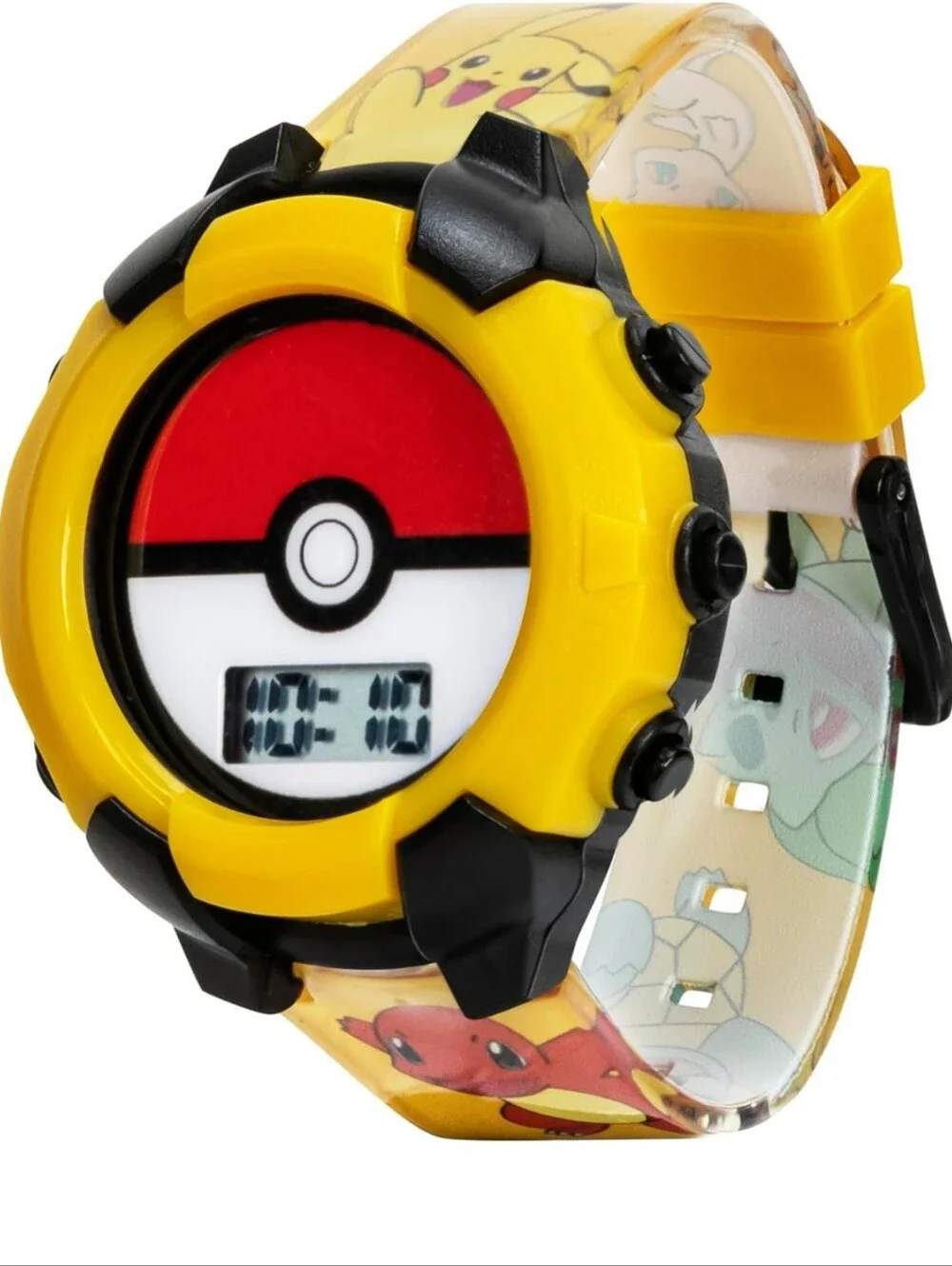 Kids Flashing LCD Watch - Yellow Charmander & Pikachu Design